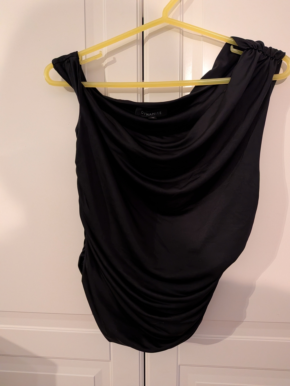 Dynamite Black Draped One-Shoulder Dress